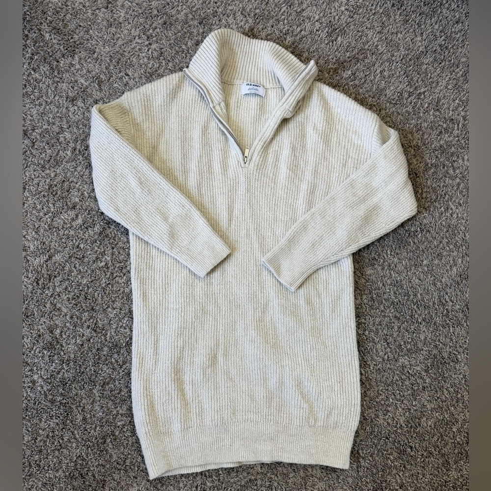 Old Navy Women's Beige Zip-Up Sweater Dress